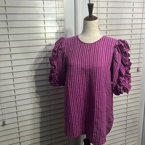 Happy X Nature Ruffled Sleeve Blouse